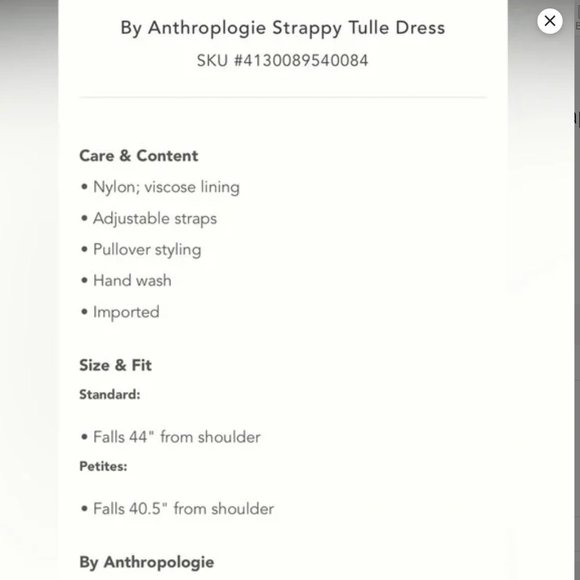 ANTHROPOLOGIE NWT Strappy Tulle Dress Size SP. (BLACK) - Picture 15 of 15